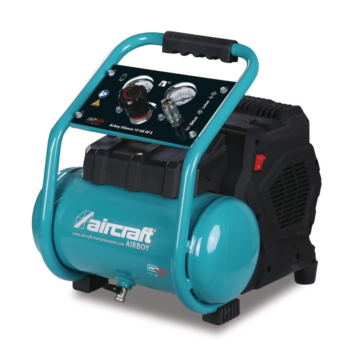 Kolbenkompressor AIRBOY SILENCE 111 AS OF E tragbar, ölfrei, mit 6 l Behältervolumen