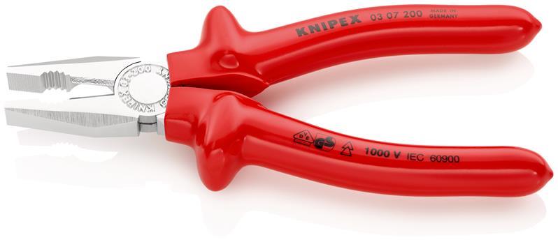 Kombizange L.200mm tauchisol.verchr.VDE KNIPEX