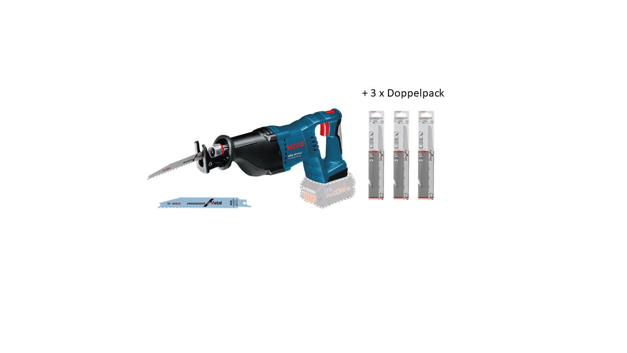 Akku-Säbelsäge GSA 18V-LI + Sägeblatt 2608650613 (3x)