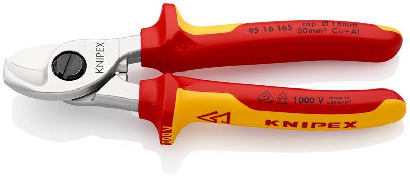 Kabelschere L.165mm Kopf verchr.VDE Mehrkomp.-Hüllen Form 1 KNIPEX