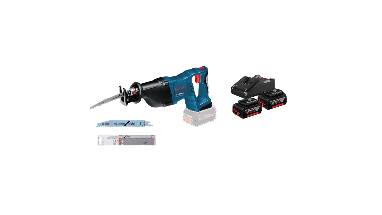 Akku-Säbelsäge GSA 18V-LI + Starter-Set 4,0 Ah + Sägeblatt 2608650676
