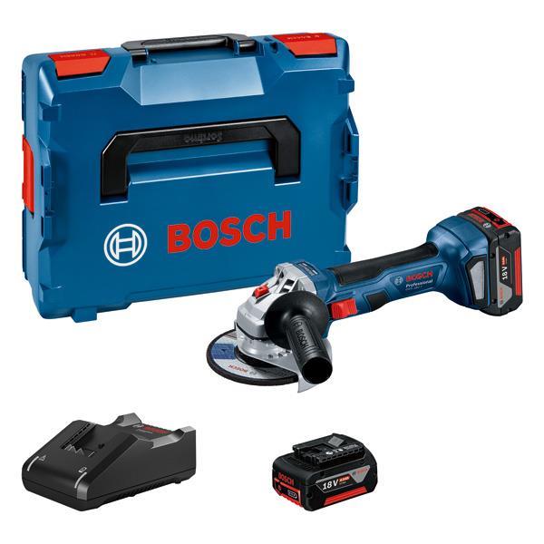 BOSCH Akku-Winkelschleifer GWS 18V-7, 2x Akku GBA 18V 4.0Ah, Ladg. u. L-BOXX